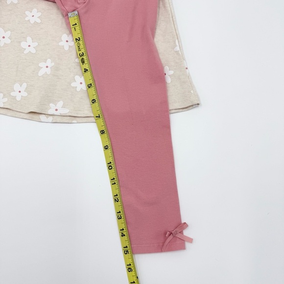 NWT MAX STUDIO kids Girl’s Floral Beige Top & Pink Leggings Set w/ White Bag 4T - Picture 9 of 10